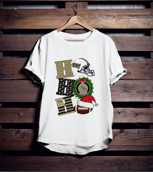UCF Knights Christmas Helmet Wreath Football Holiday Cheer T-Shirt
