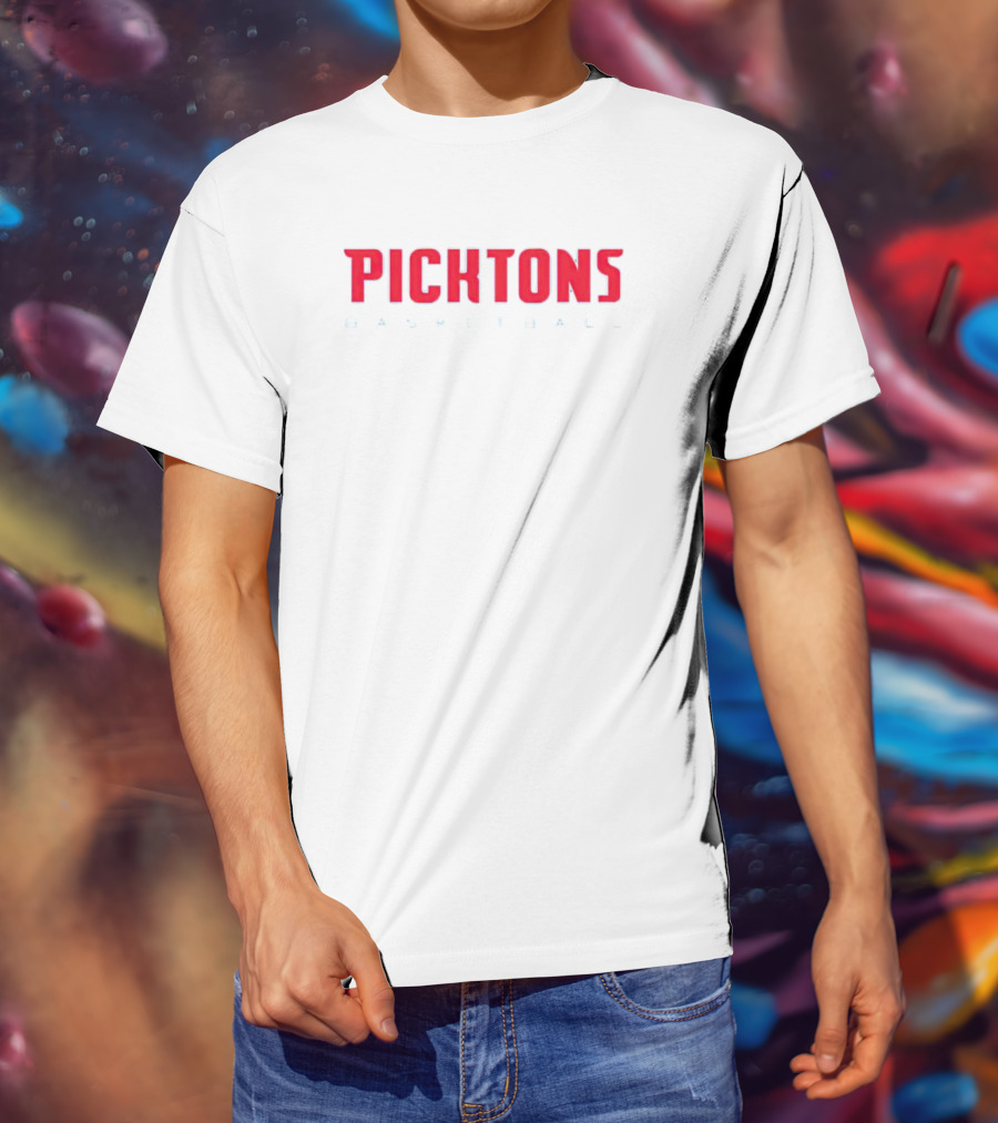 Picktons Basketball Bold Red Classic Sports T-Shirt