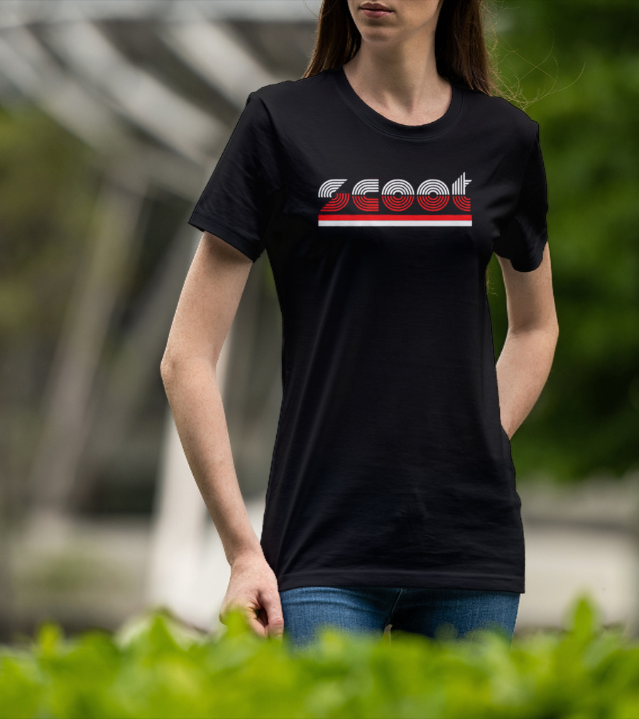 Portland Basketball Scoot Red And White Striped Typography T-Shirt