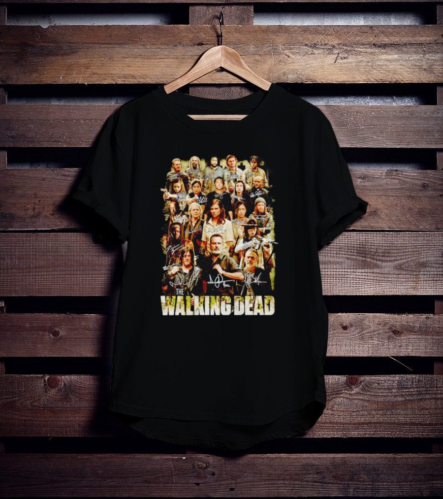 The Walking Dead Cast Image With Character Signatures T-Shirt
