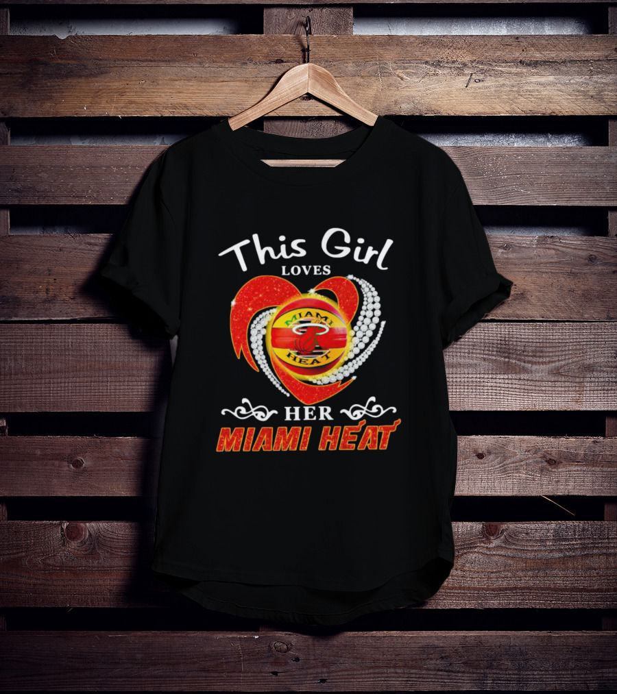This Girl Loves Her Miami Heat Sparkling Heart T-Shirt