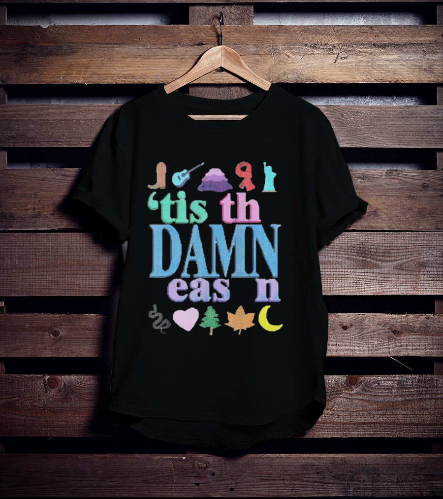 Christmas ’tis The Damn Season Colorful Icons And Symbols T-Shirt