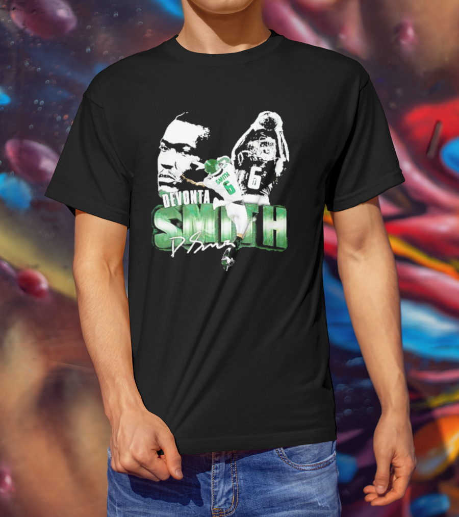 DeVonta Smith Philadelphia Number 6 Football Chrome Look T-Shirt