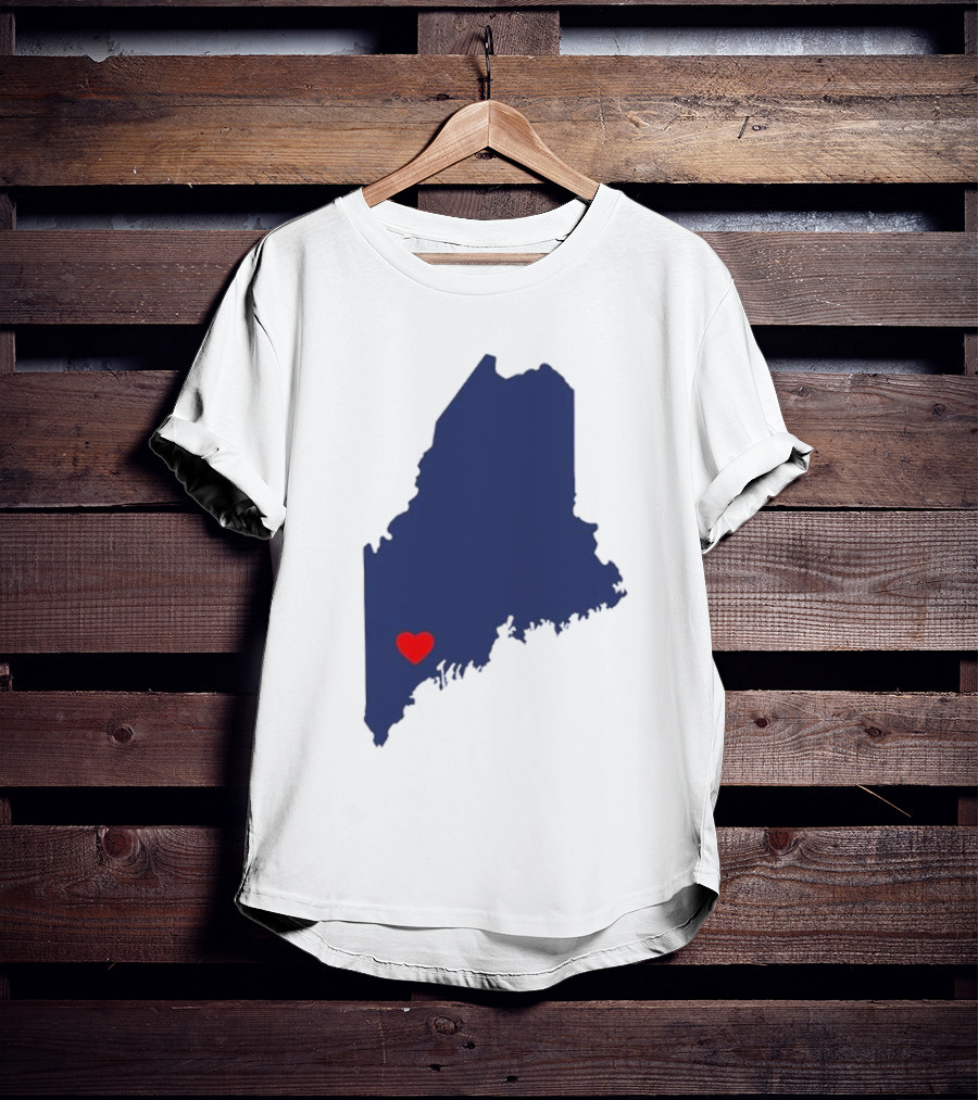 Lewiston Strong Heart Map Maine T-Shirt