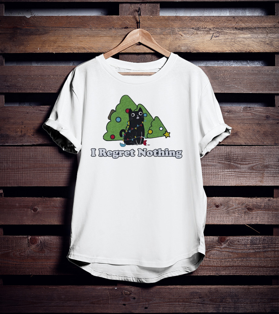 I Regret Nothing Black Cat Christmas Trees T-Shirt
