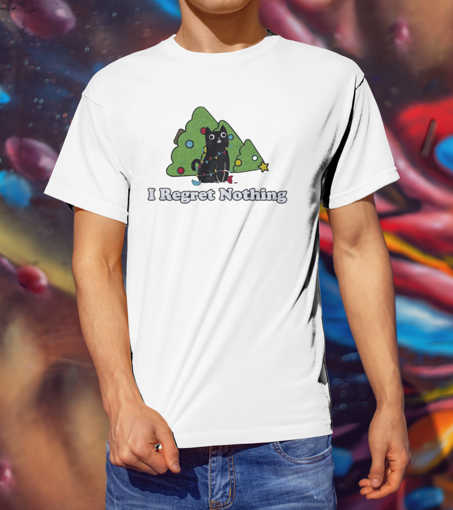 I Regret Nothing Black Cat Christmas Trees T-Shirt