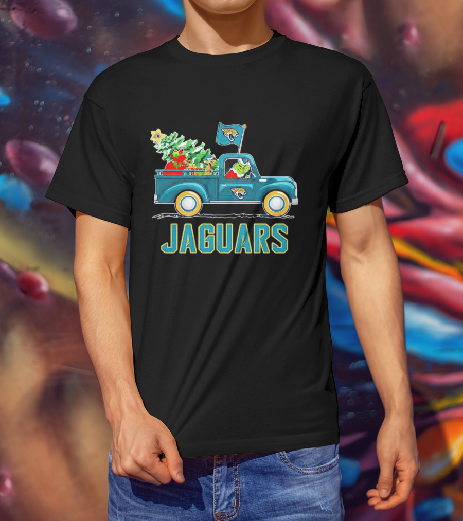 Grinch Christmas Truck Jacksonville Jaguars Holiday T-Shirt