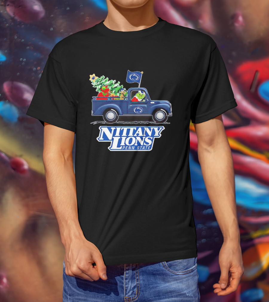Grinch Driving Christmas Truck Nittany Lions Penn State T-Shirt