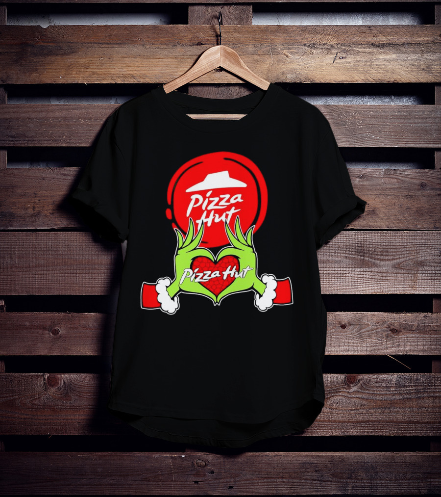 Pizza Hut Christmas Grinch Hands Heart T-Shirt