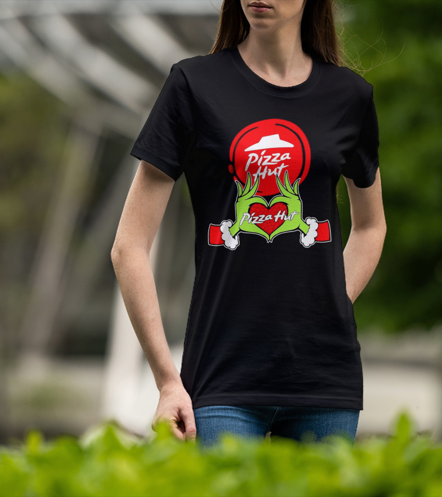 Pizza Hut Christmas Grinch Hands Heart T-Shirt