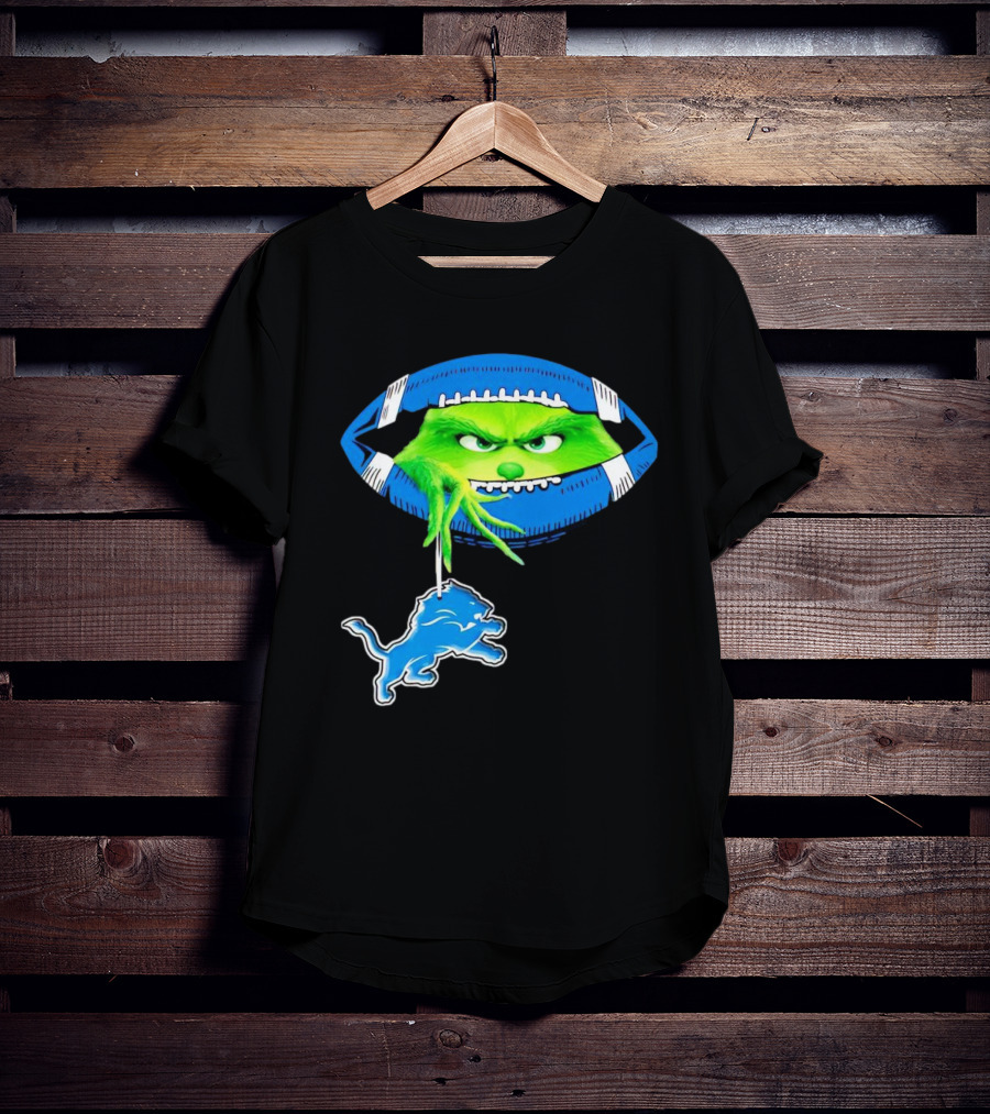 Grinch Sneak Peek Detroit Lions Christmas Football T-Shirt
