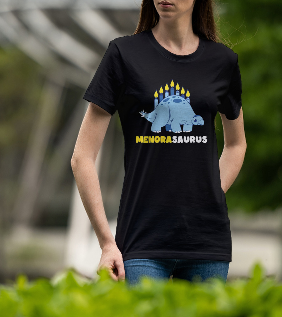 MENORASAURUS Hanukkah Dinosaur Candles T-Shirt