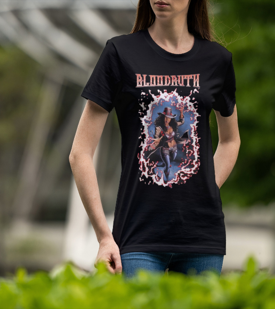 Rippaverse Comics Bloodruth Mysterious Heroine In Dynamic Fiery Aura T-Shirt