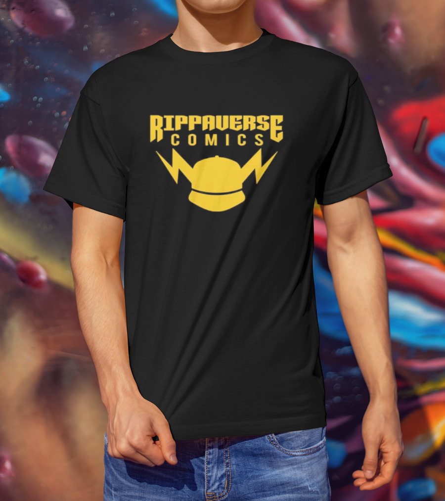 Rippaverse Comics Logo With Yellow Lightning And Cap T-Shirt