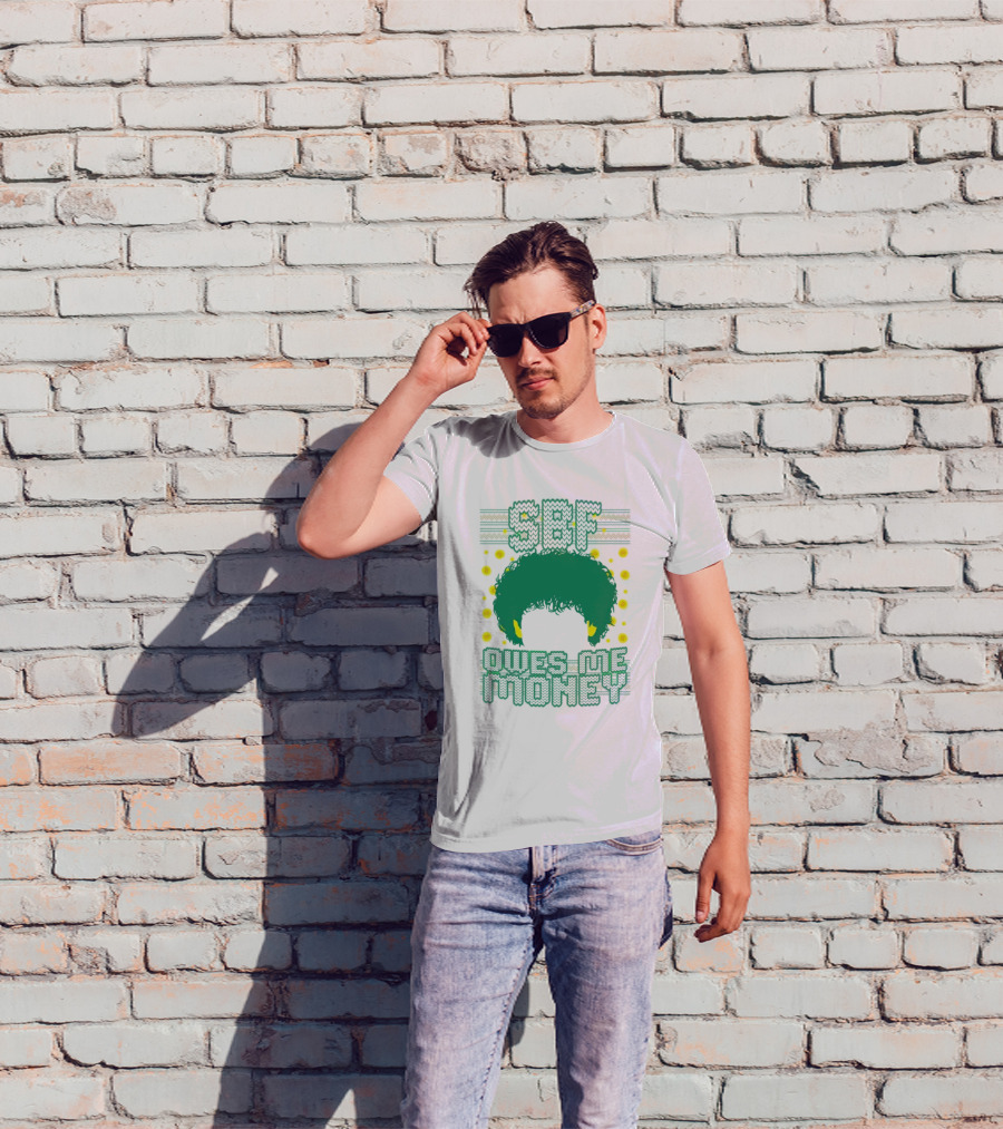 SBF Owes Me Money Christmas Sweater Style Green Hair Pixels T-Shirt