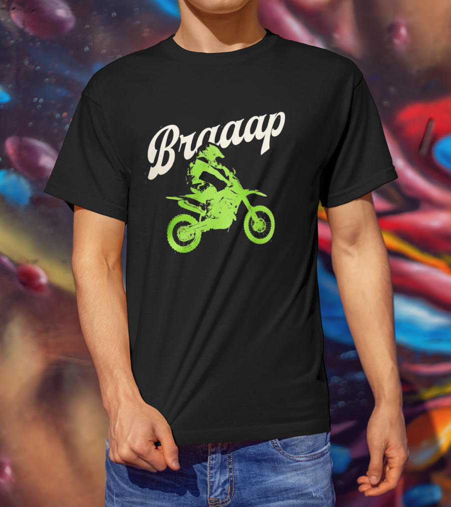 Braaap Moto Dirt Bike Racer In Action T-Shirt