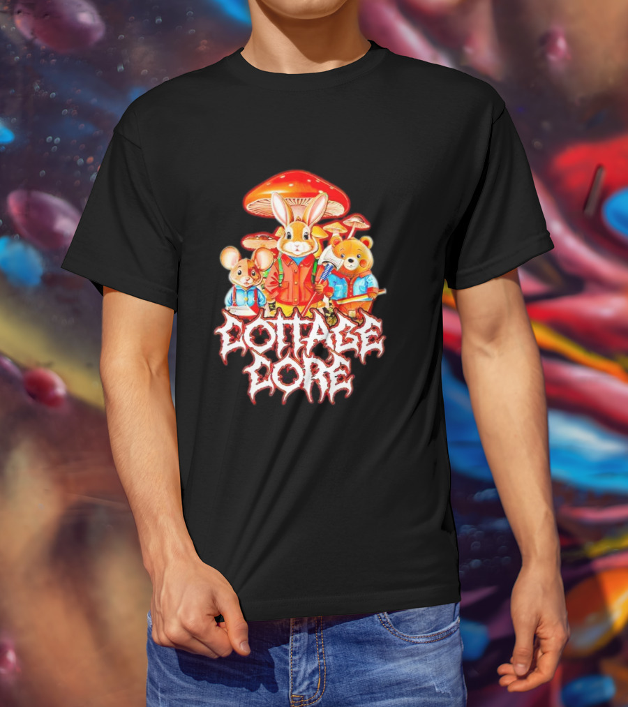 Cottage Core Bunny Mushroom Trio T-Shirt
