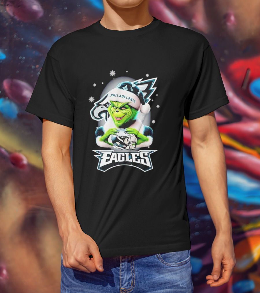 Philadelphia Eagles Grinch Christmas Snowflakes T-Shirt