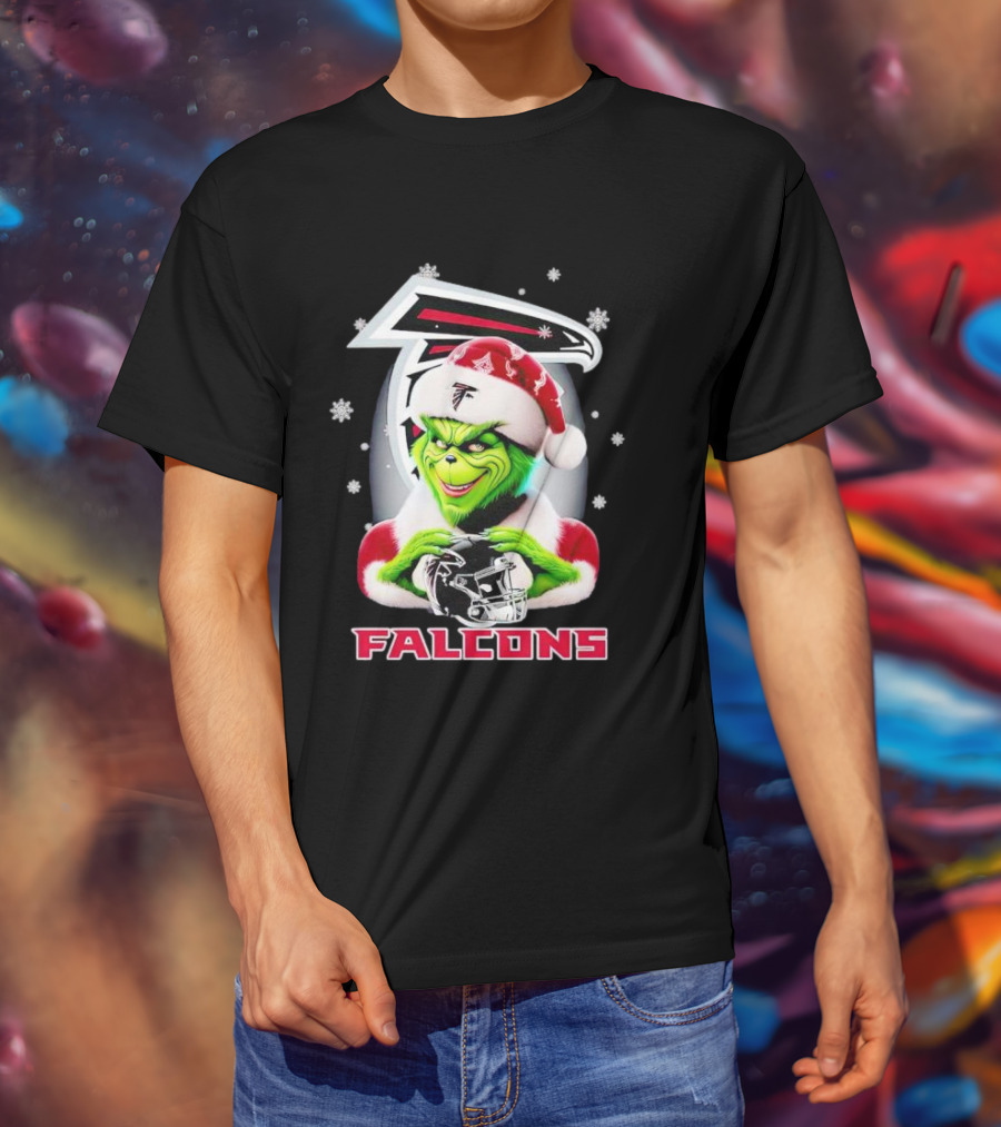 Grinch Christmas Atlanta Falcons Football Fan Holiday T-Shirt