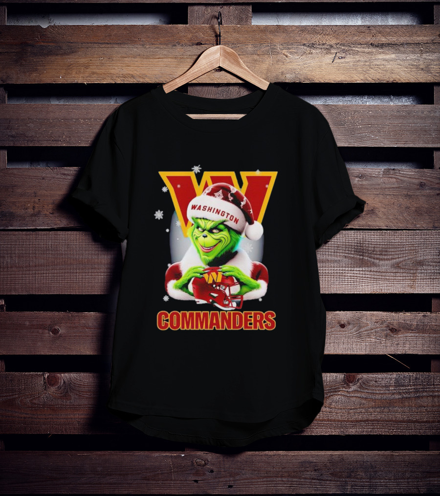 Grinch Washington Commanders Christmas Football Festive Snowflakes T-Shirt