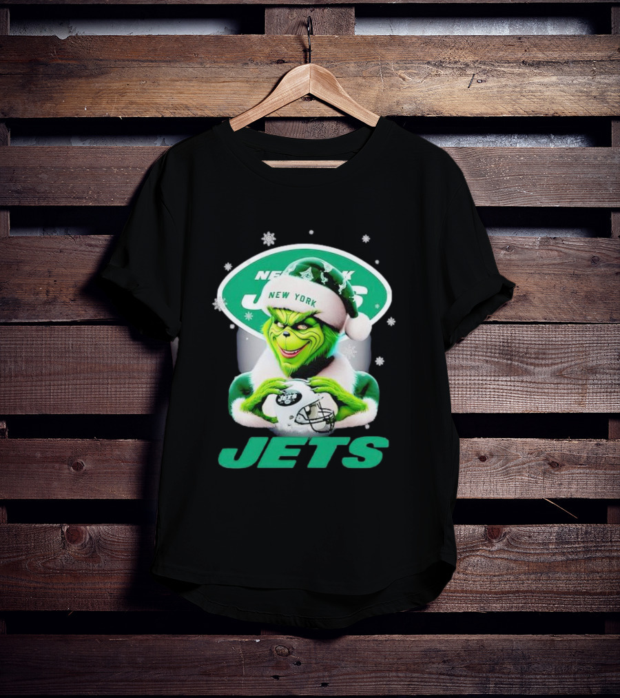 Grinch New York Jets Christmas Football T-Shirt