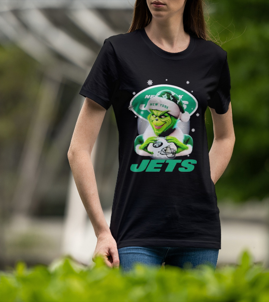 Grinch New York Jets Christmas Football T-Shirt