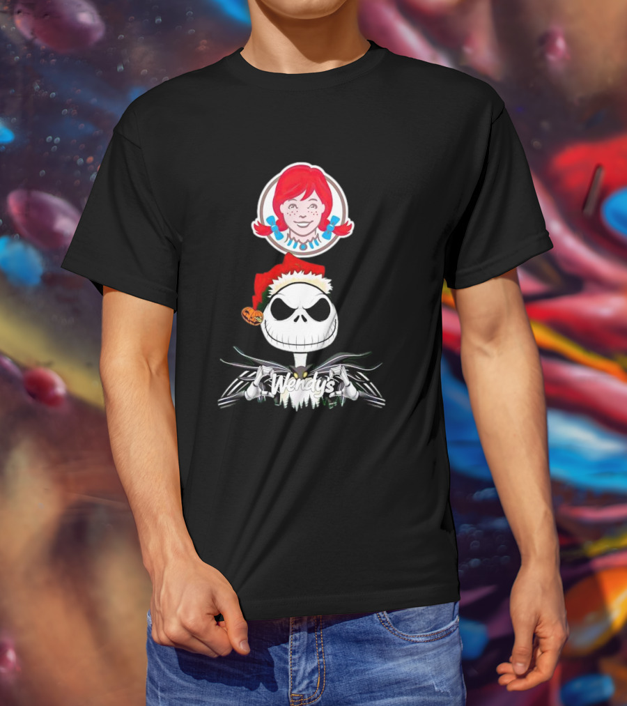 Jack Skellington Wendy’s Christmas Santa Hat Pumpkin T-Shirt
