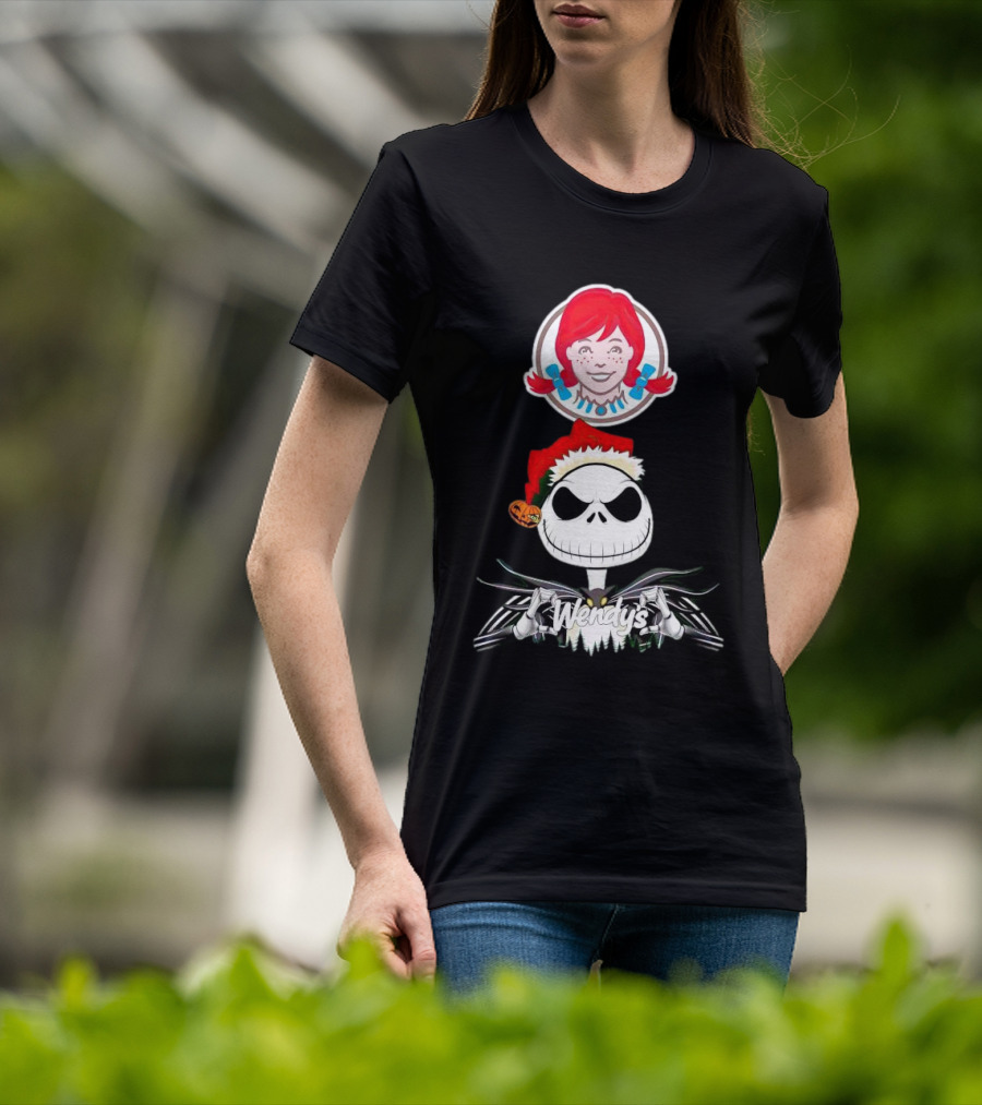 Jack Skellington Wendy’s Christmas Santa Hat Pumpkin T-Shirt