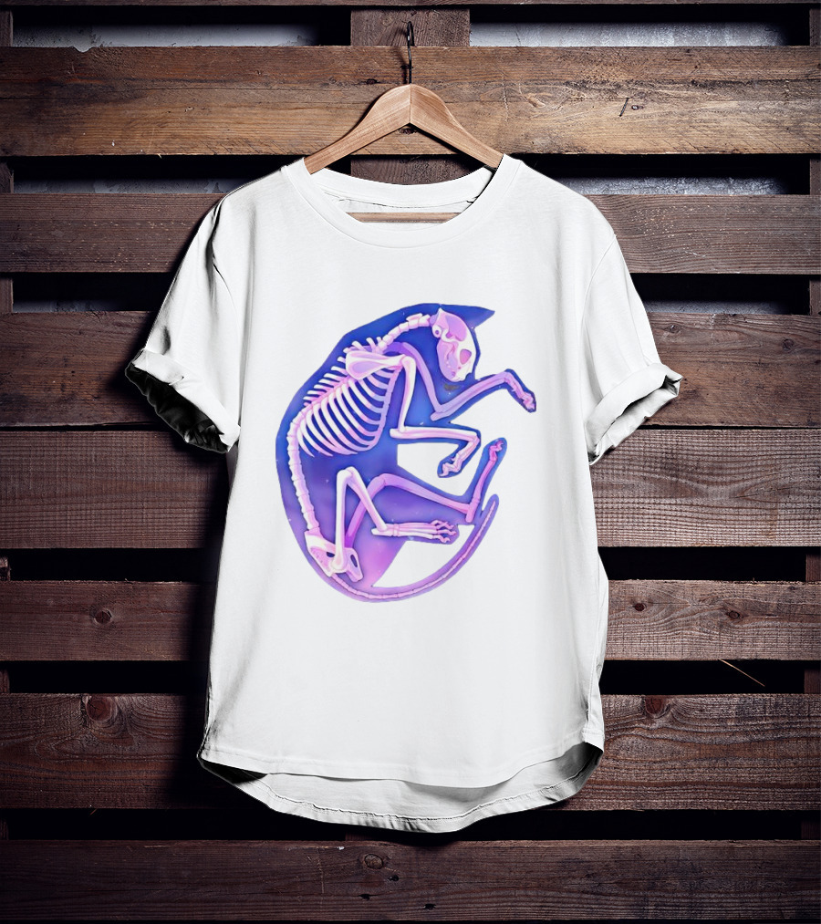Skeleton Galaxy Cat Cosmic Vibe T-Shirt