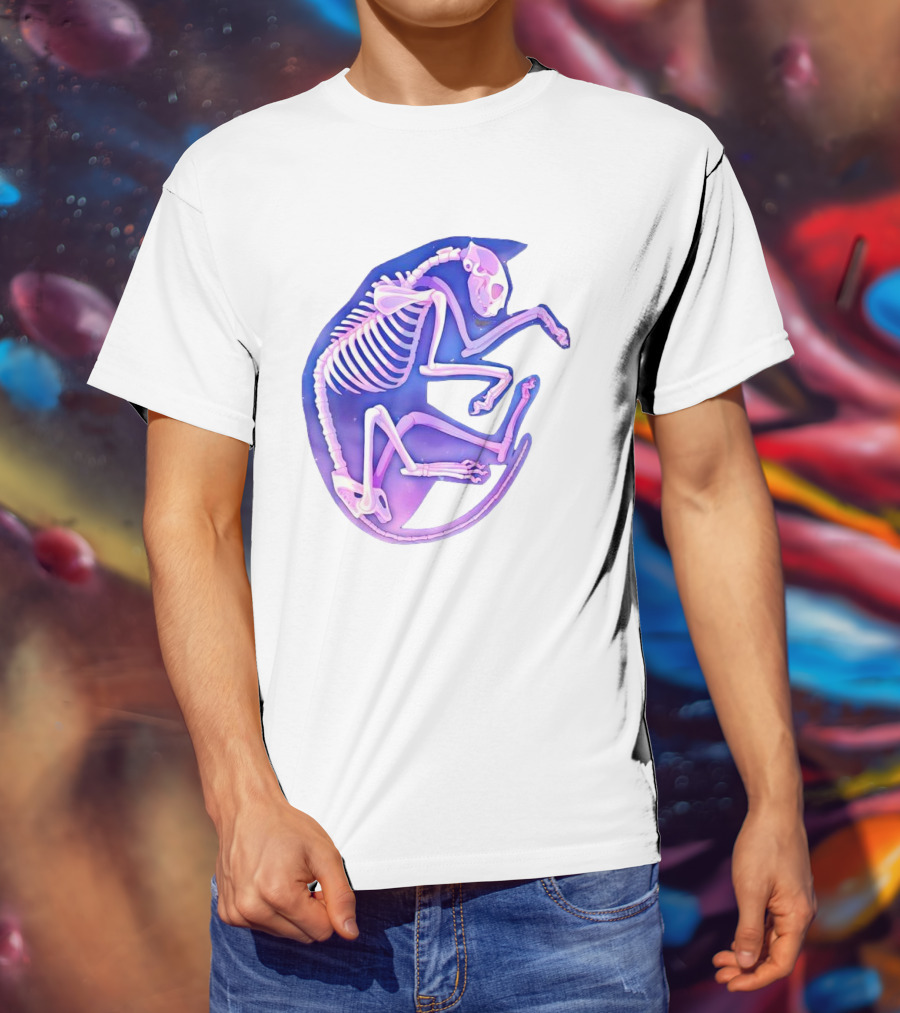 Skeleton Galaxy Cat Cosmic Vibe T-Shirt