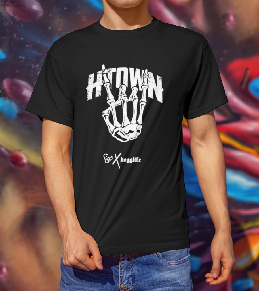 HTOWN Skeleton Hand X HoggLife Texans Collaboration T-Shirt