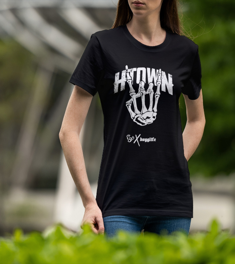 HTOWN Skeleton Hand X HoggLife Texans Collaboration T-Shirt