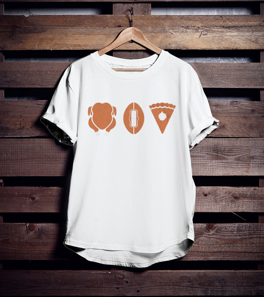 Thanksgiving Turkey Football Pumpkin Pie T-Shirt