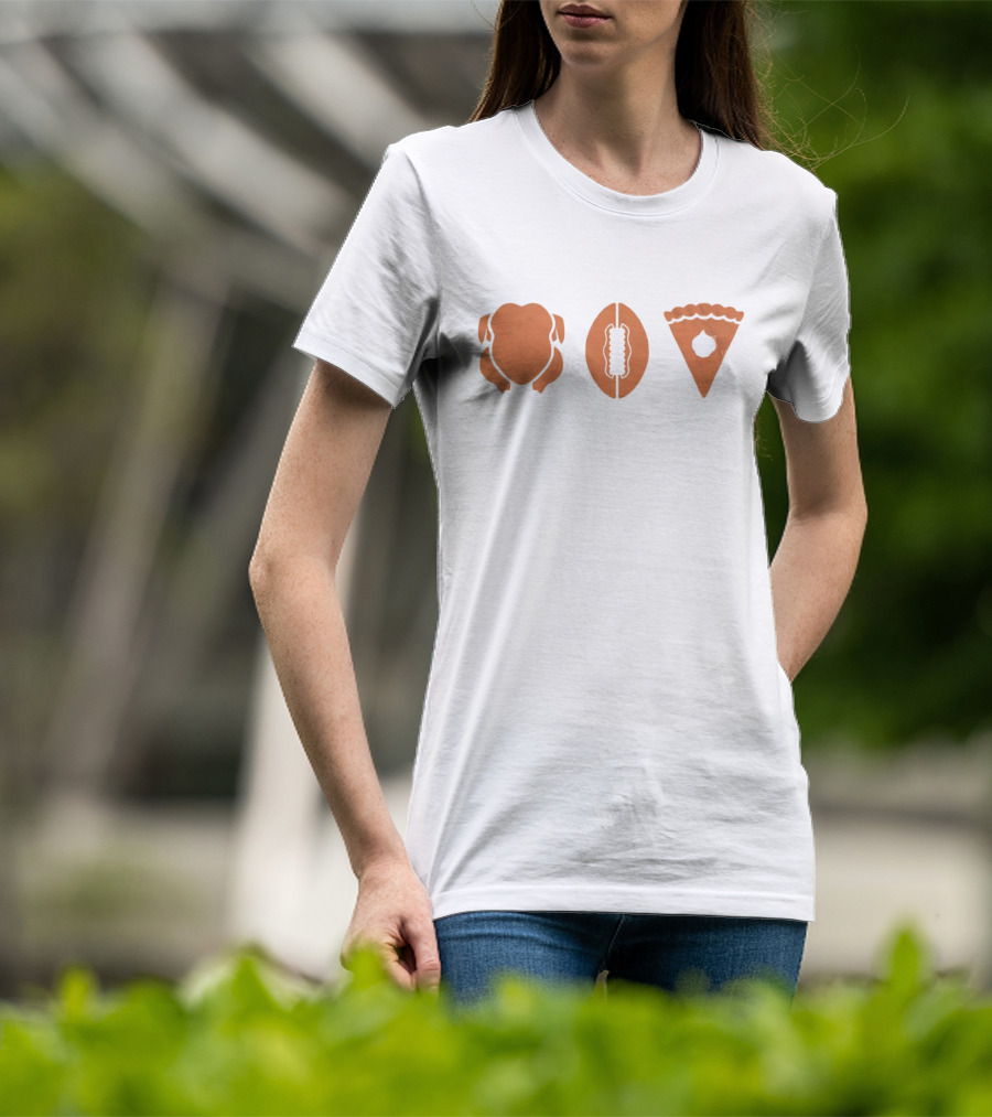 Thanksgiving Turkey Football Pumpkin Pie T-Shirt