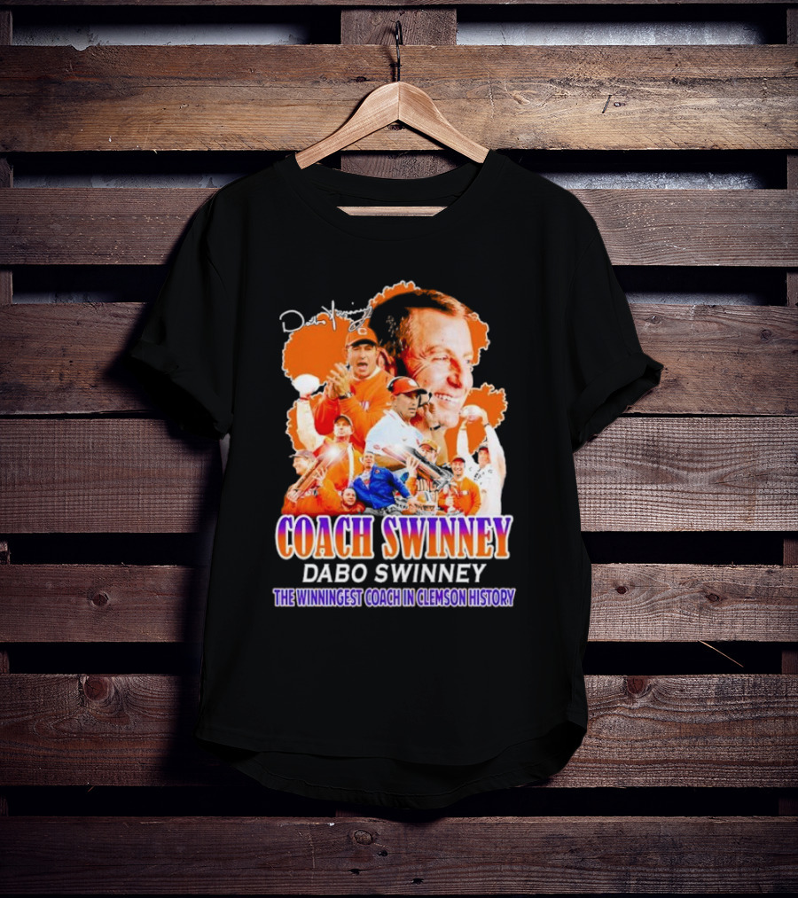 Coach Swinney Dabo Swinney The Winningest Coach In Clemson History Football Celebration Collage T-Shirt