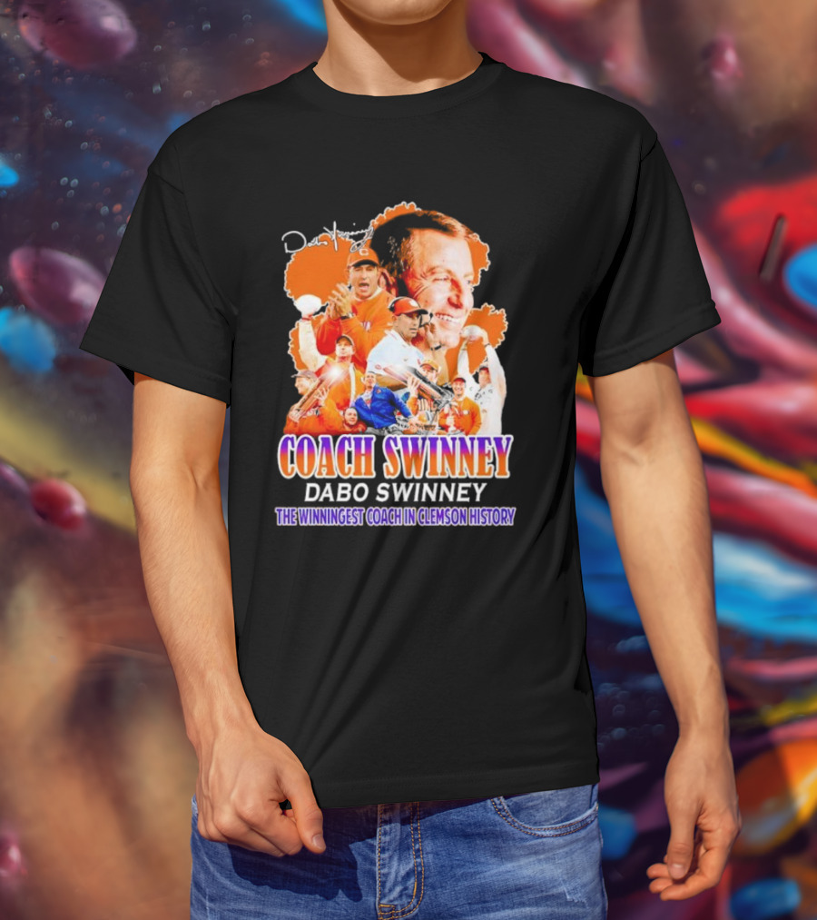 Coach Swinney Dabo Swinney The Winningest Coach In Clemson History Football Celebration Collage T-Shirt