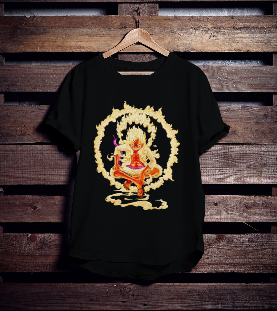 Gear 5 Luffy Surrounded By Fiery Ring Of Flames T-Shirt