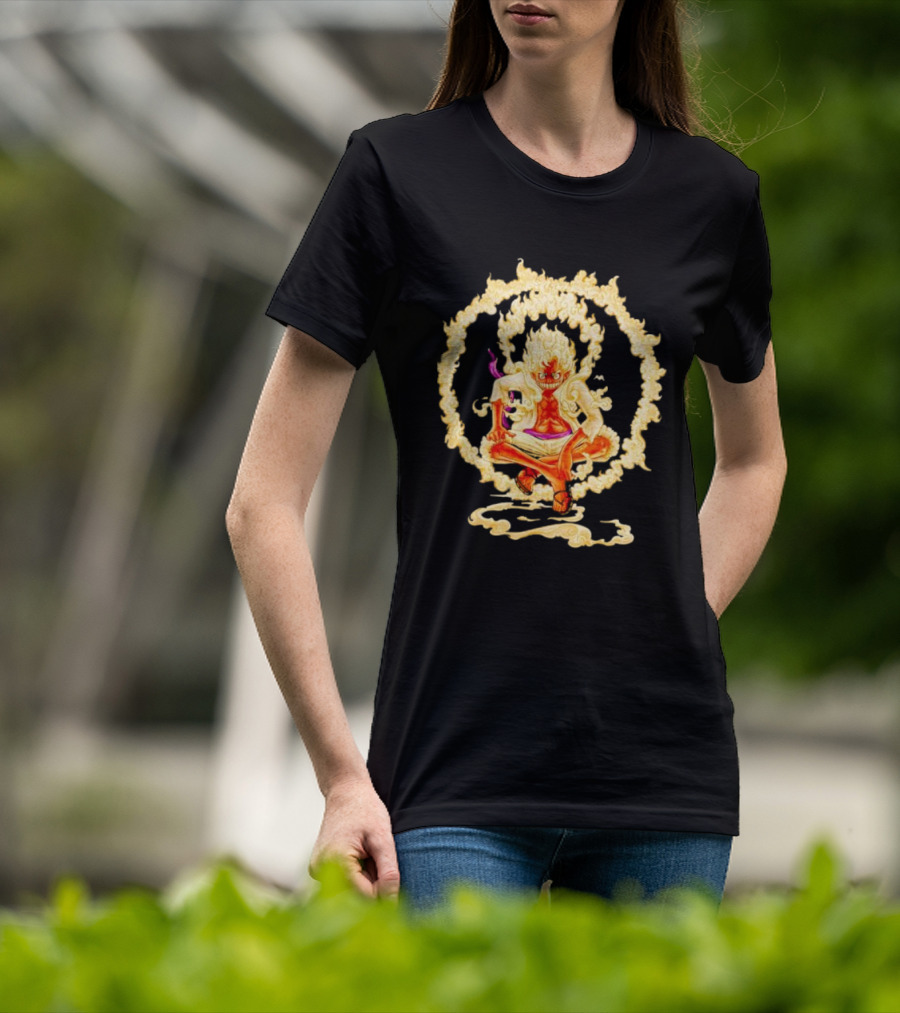 Gear 5 Luffy Surrounded By Fiery Ring Of Flames T-Shirt