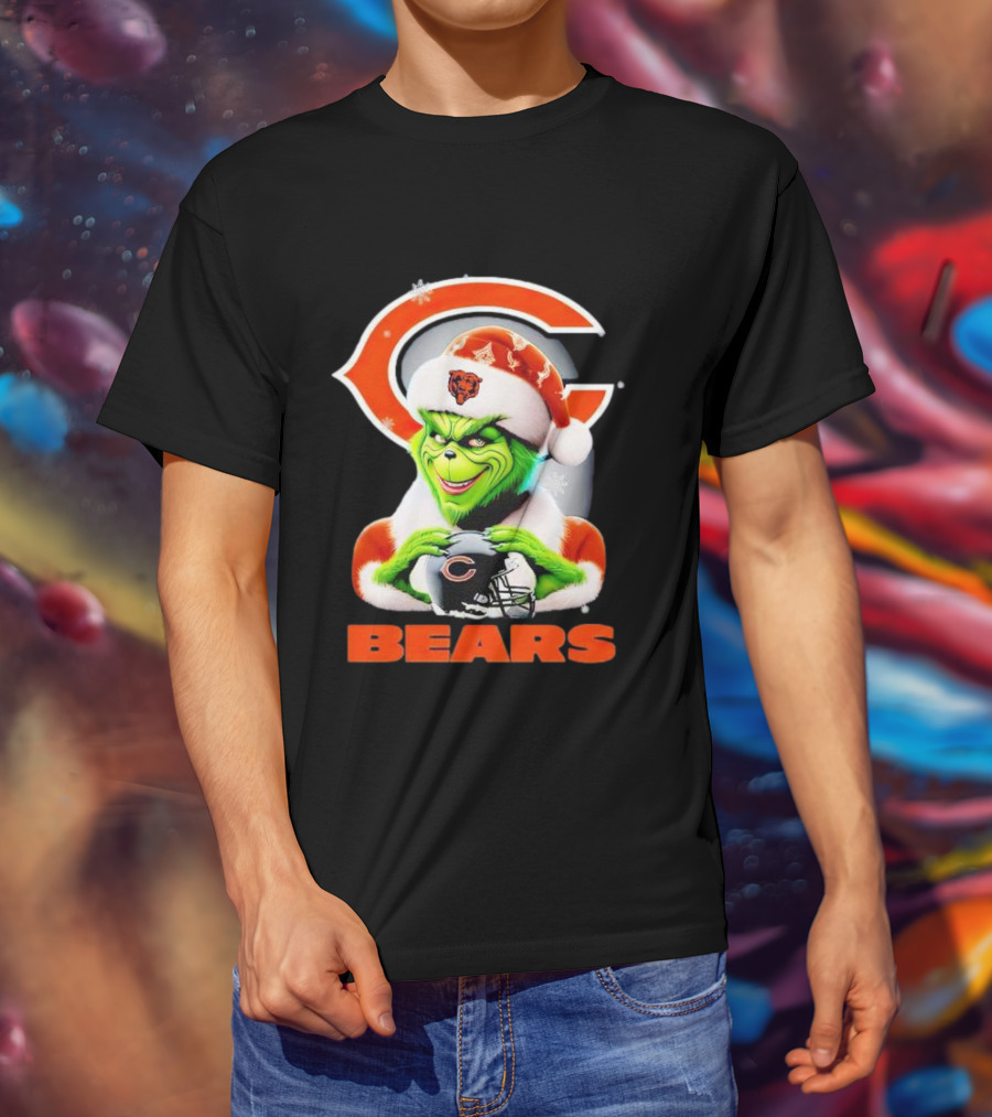 Grinch Chicago Bears Christmas Football Fan T-Shirt