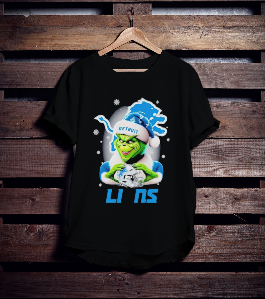 Grinch Loves Detroit Lions Christmas Holiday Football Magic T-Shirt