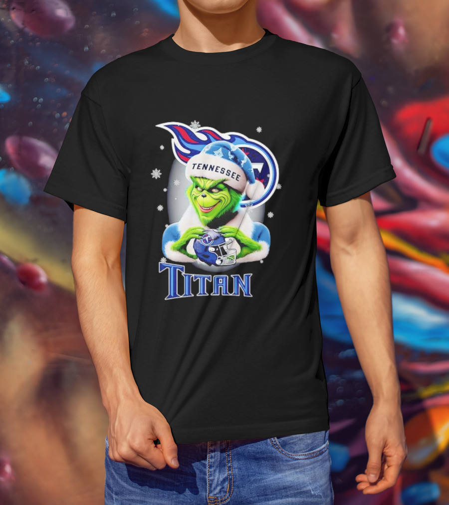 Grinch Tennessee Titans Christmas Snowflakes T-Shirt