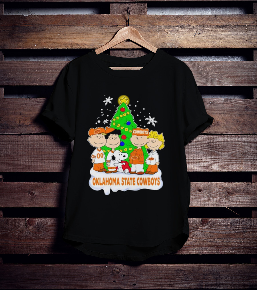 Peanuts Characters Oklahoma State Cowboys Christmas Tree T-Shirt