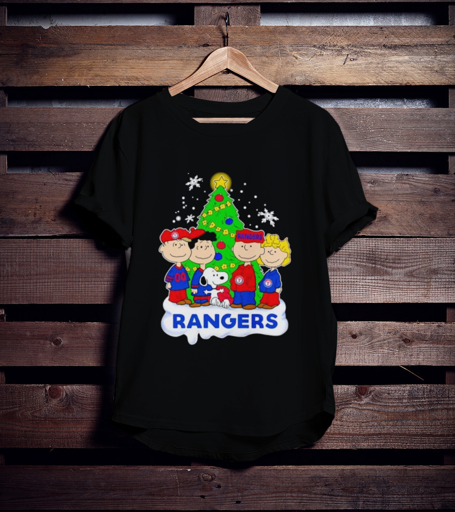 Peanuts Characters Texas Rangers Christmas Tree T-Shirt