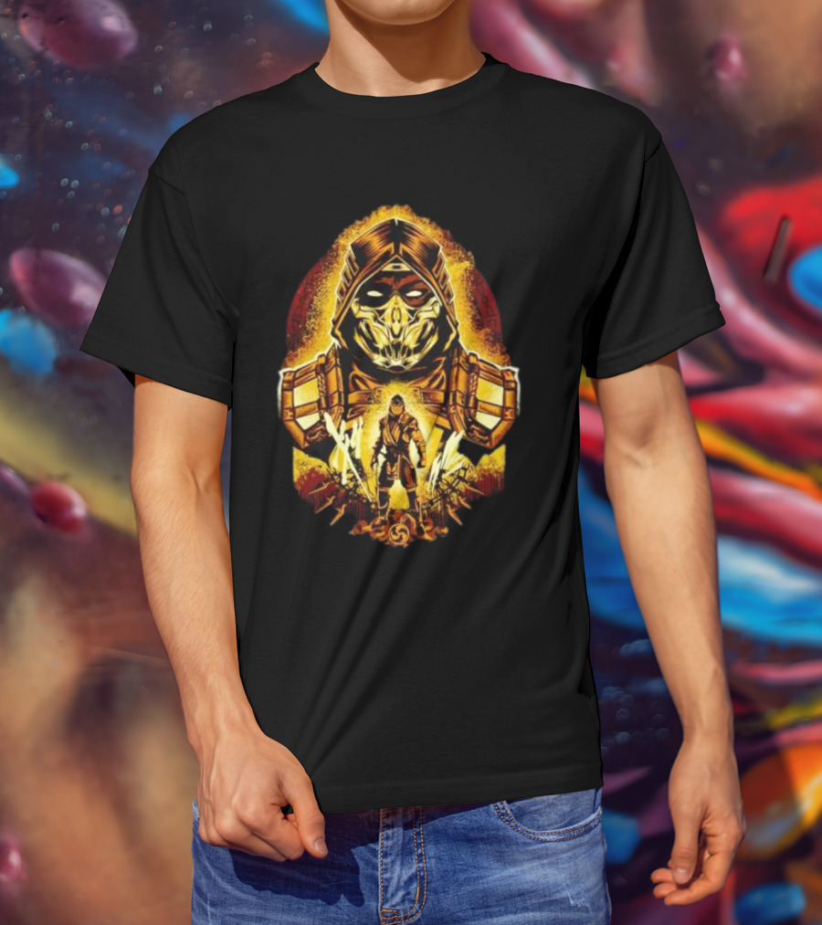 Mortal Kombat Scorpion Battle Stance Fiery Warrior T-Shirt