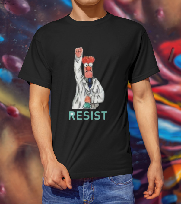 Beaker Fist Raised Resist Muppet Lab Coat Protest T-Shirt