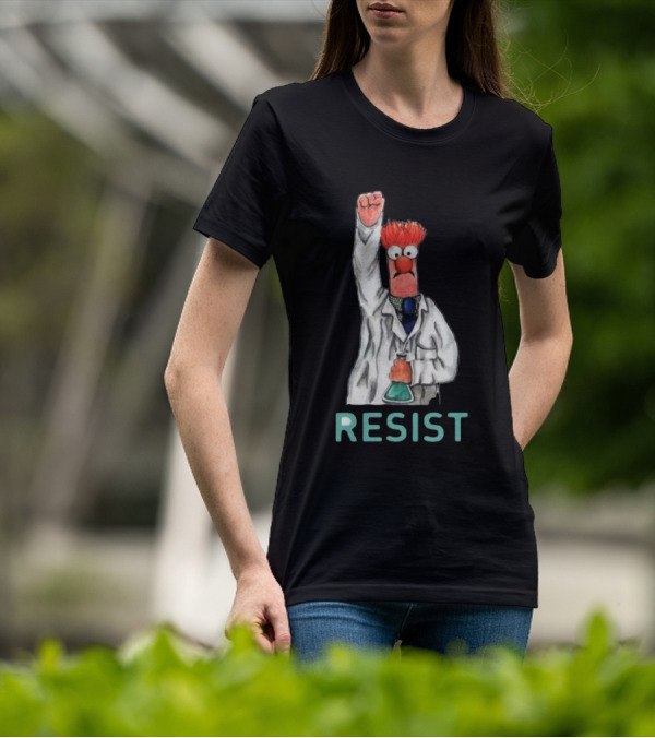 Beaker Fist Raised Resist Muppet Lab Coat Protest T-Shirt