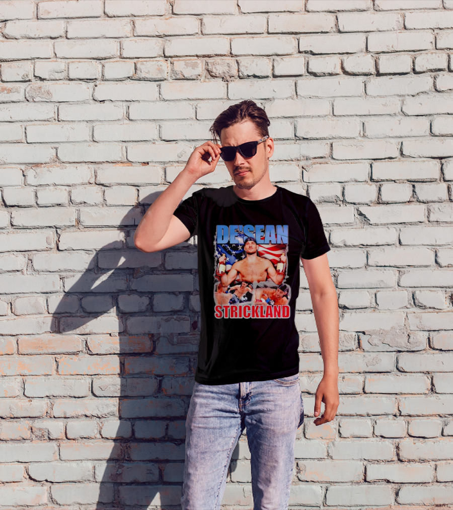 DE’SEAN STRICKLAND American Flag Boxing T-Shirt