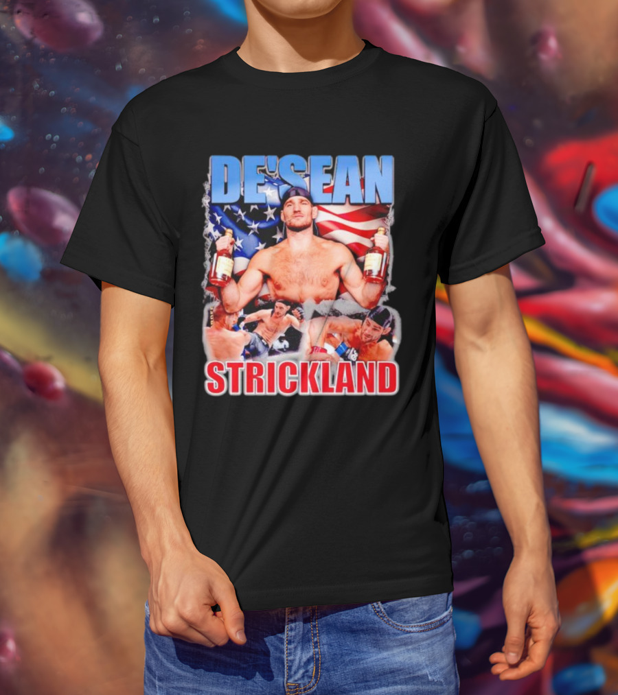 DE’SEAN STRICKLAND American Flag Boxing T-Shirt