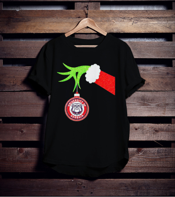 Grinch Hand Holding University Of Georgia Bulldogs Christmas T-Shirt