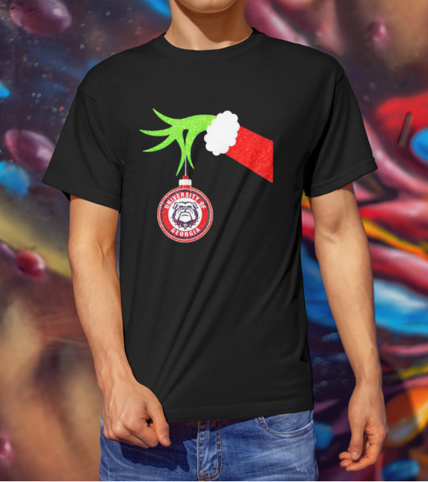 Grinch Hand Holding University Of Georgia Bulldogs Christmas T-Shirt
